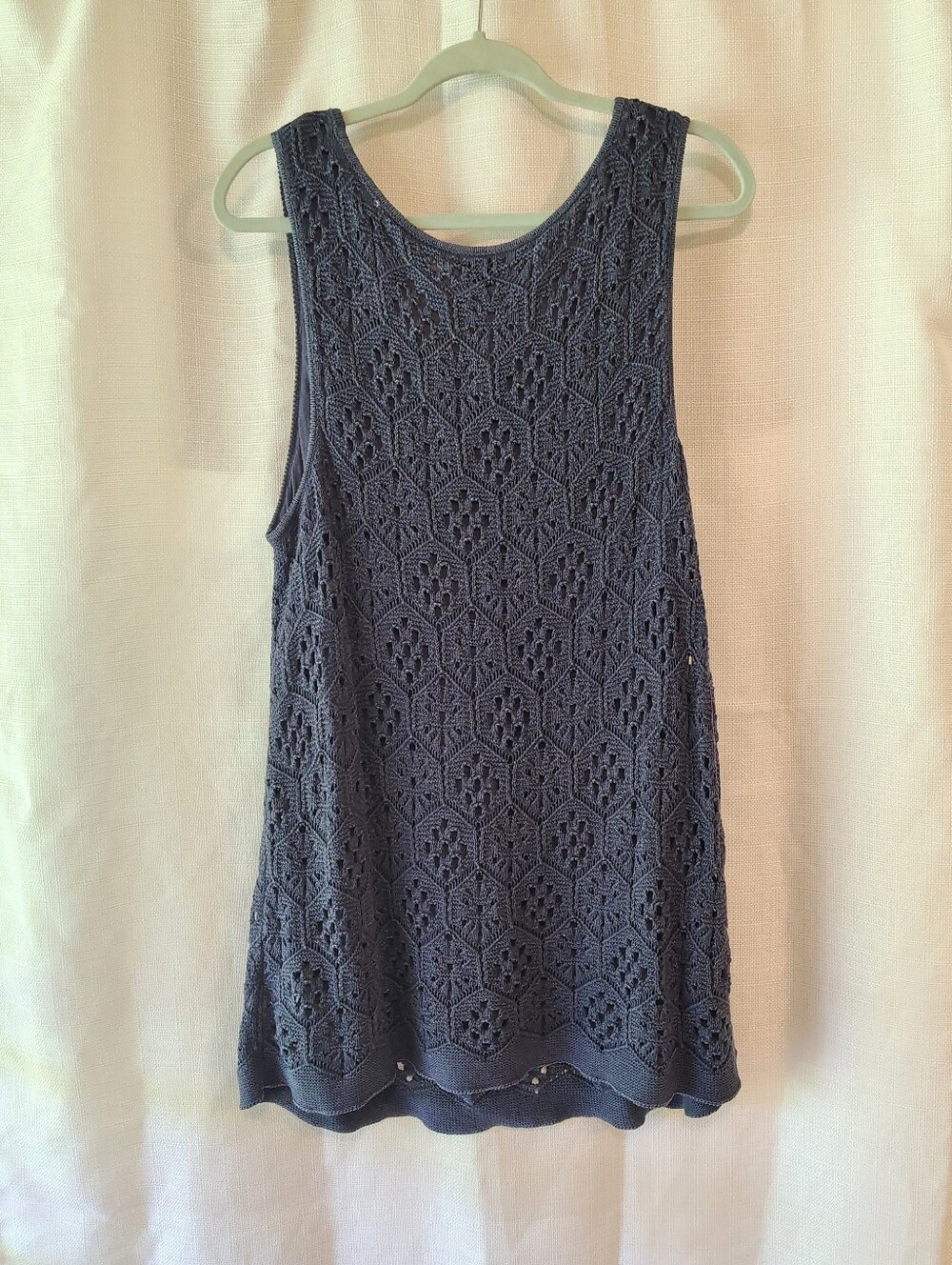 J. Jill Crochet Overlay Dress Tunic Top Sleeveless Knee Length XL Tall Navy
